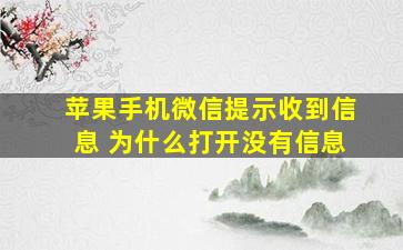 苹果手机微信提示收到信息 为什么打开没有信息